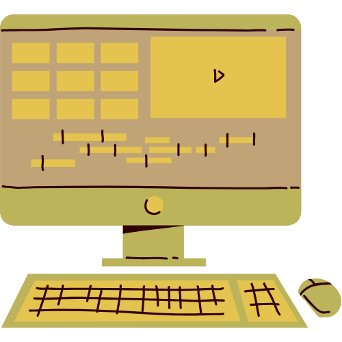 illustration of a desktop computer with boxes on the screen