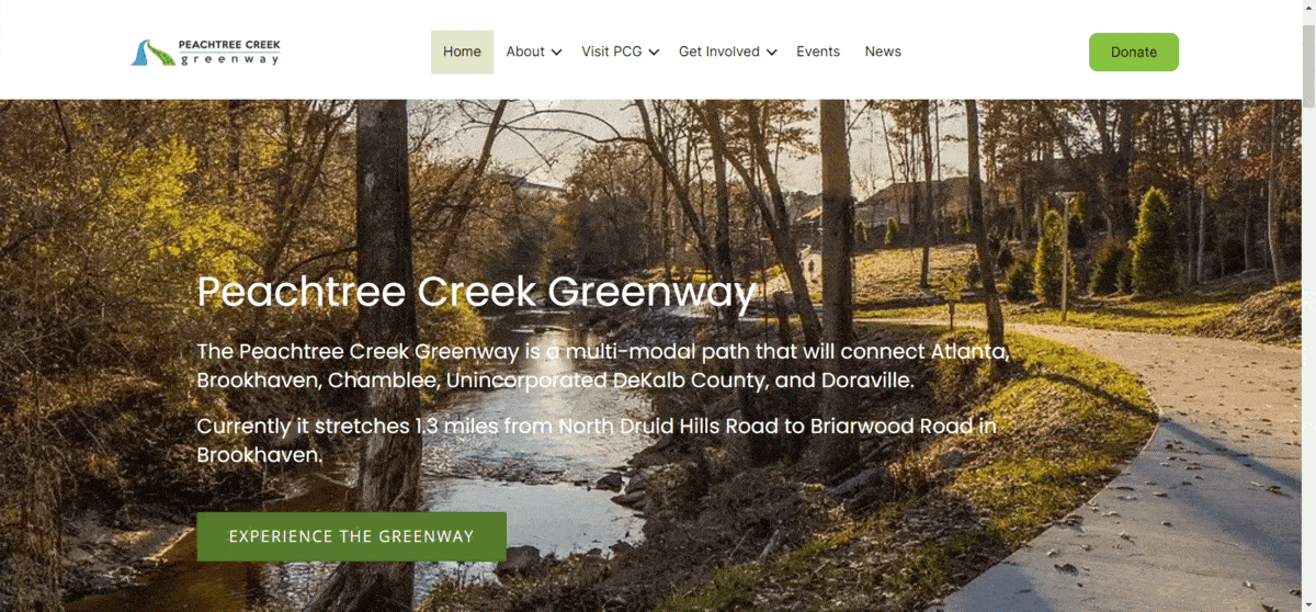 Animated gif of Peachtree Creek Greenway website